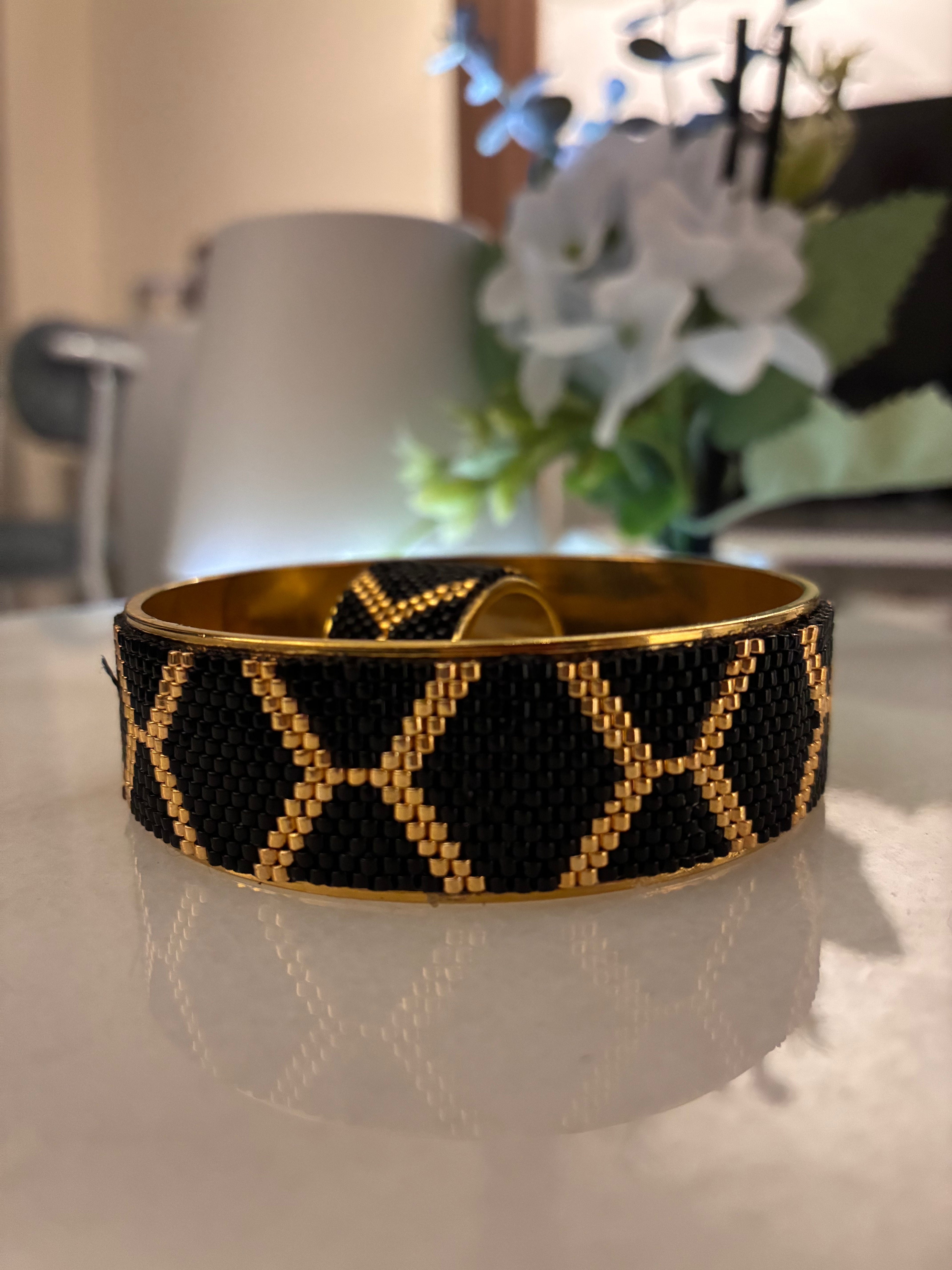 Miyuki çelik bileklik yüzük