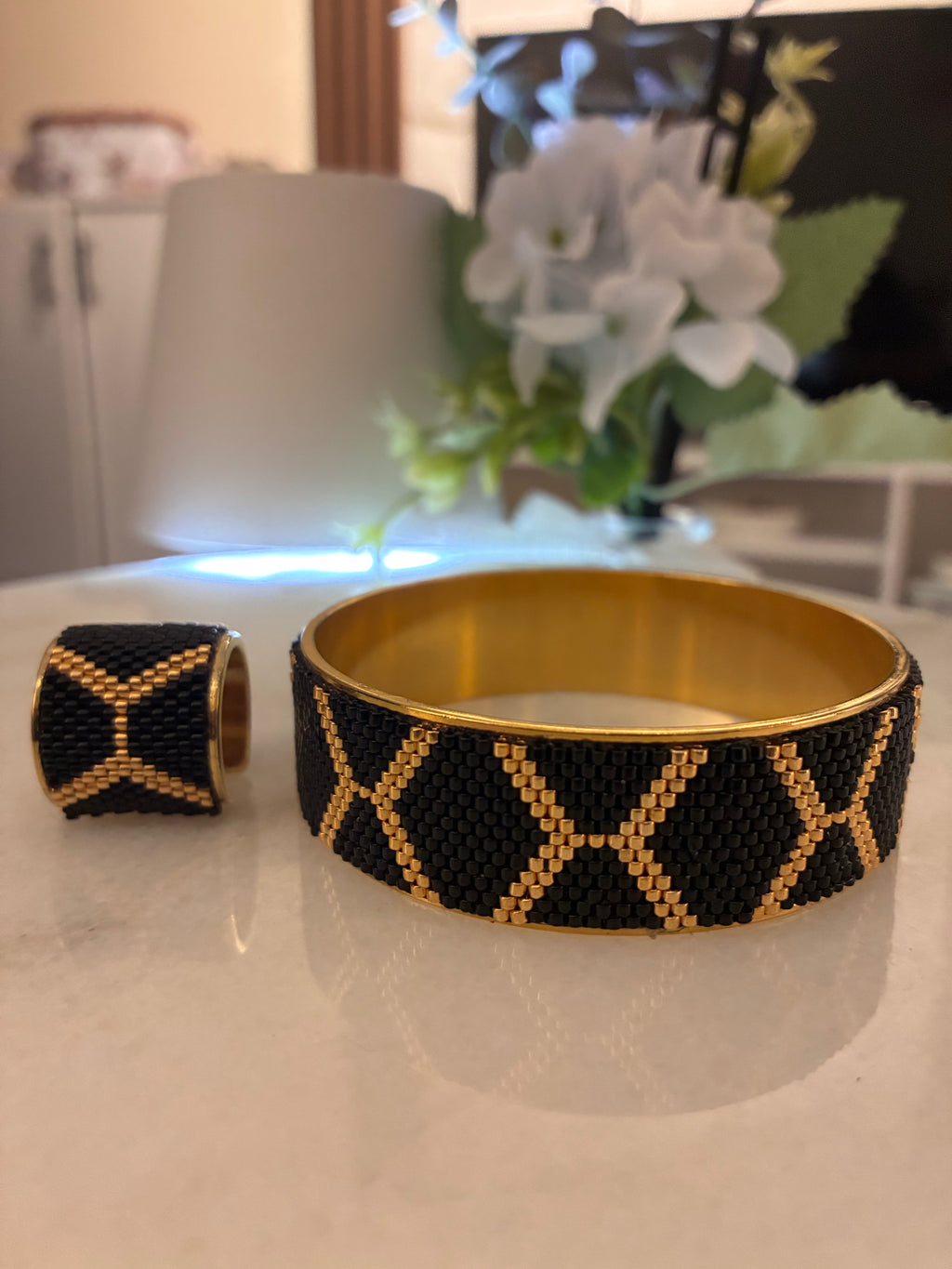 Miyuki çelik bileklik yüzük