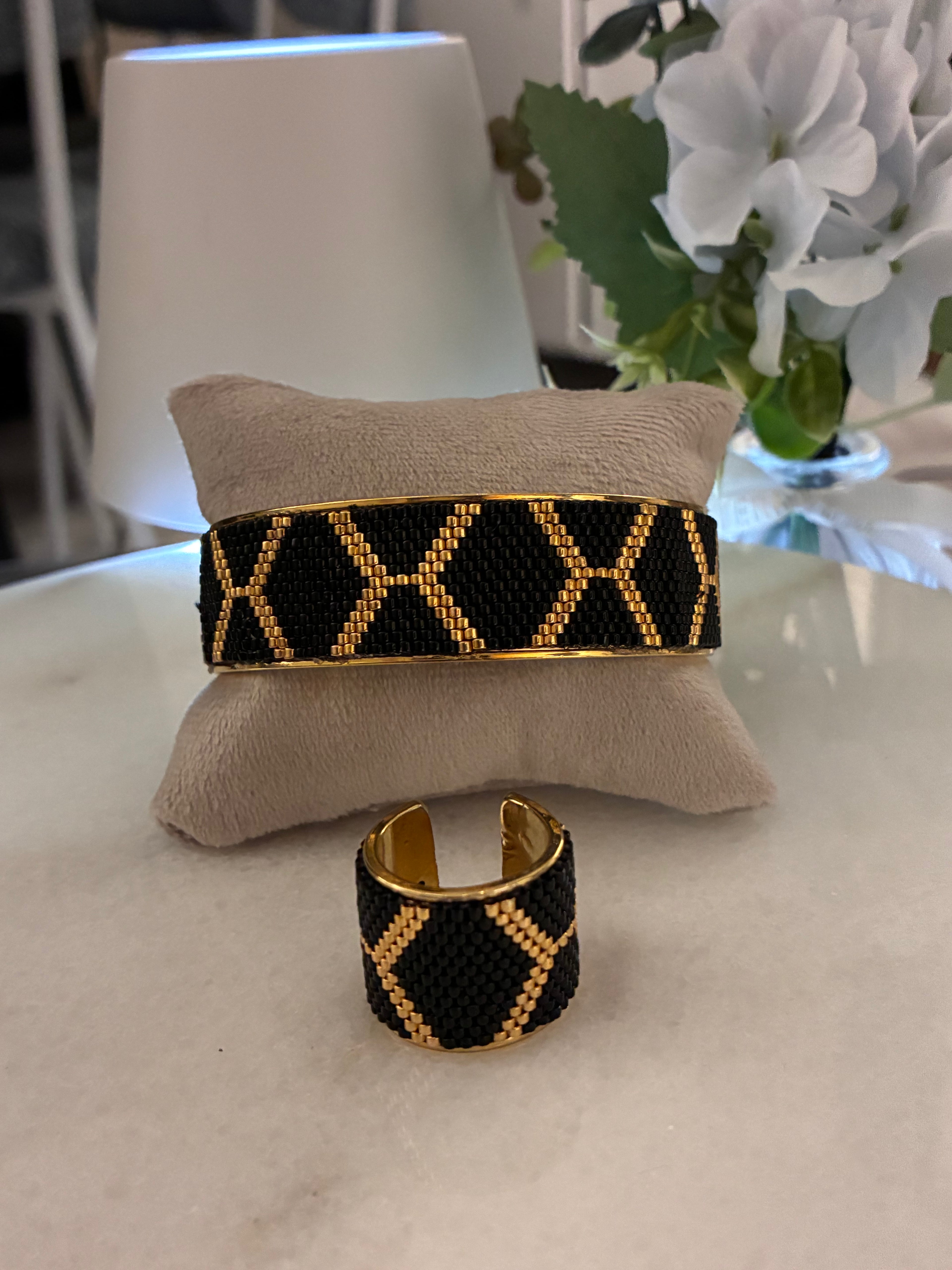 Miyuki çelik bileklik yüzük