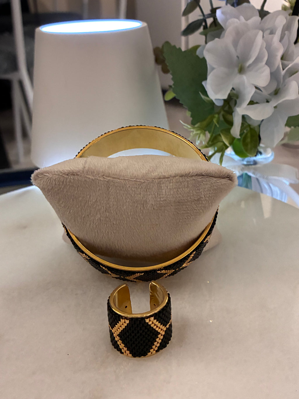 Miyuki çelik bileklik yüzük