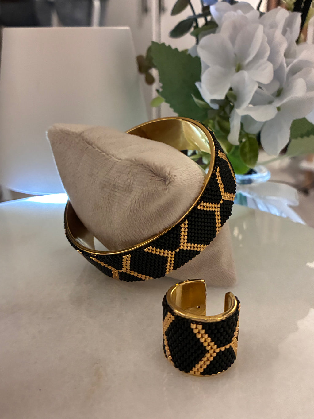 Miyuki çelik bileklik yüzük